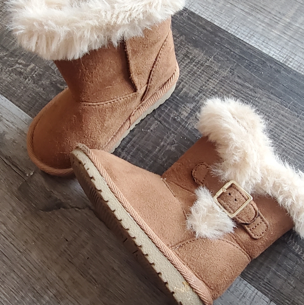 Toddler Girls - Buckle Faux Suede Boots - Tan, Size 5